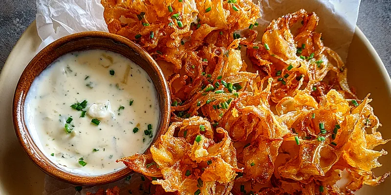 Crispy Onion Blossoms with Herb Dip