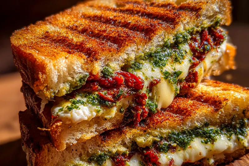 Cooking process for Sun-Dried Tomato Pesto Sandwich