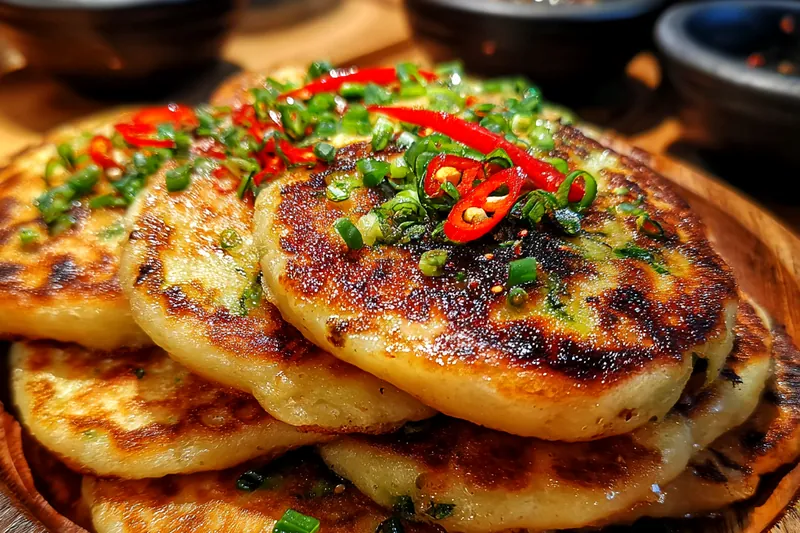 Cooking process for Crispy Scallion Pancakes Delight