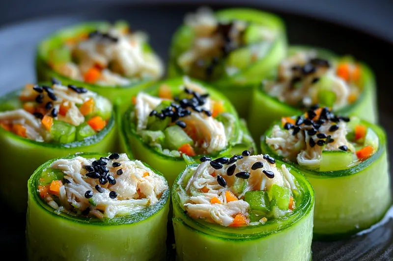 Fresh ingredients for Cucumber Chicken Roll Ups