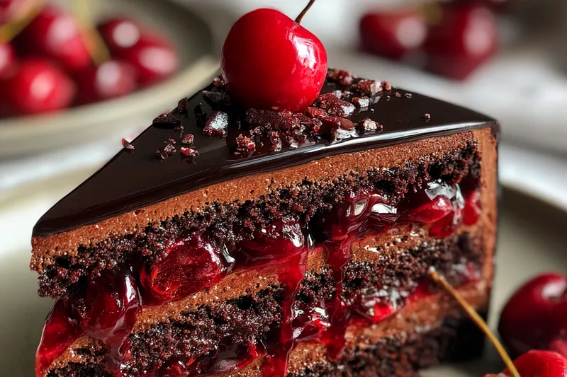 Cooking process for Dark Chocolate Cherry Cake