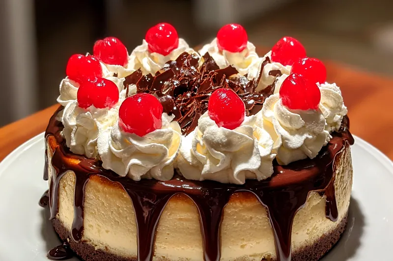 Cooking process for Decadent Chocolate Cherry Cheesecake