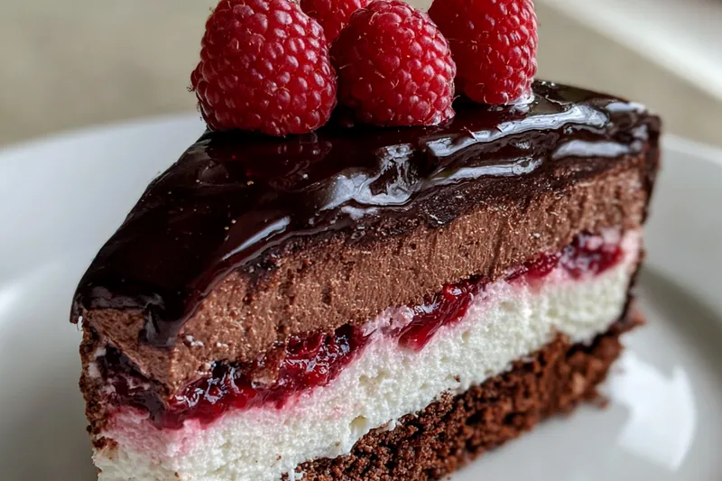 Fresh raspberries and dark chocolate arranged for the Decadent Chocolate Raspberry Delight preparation.