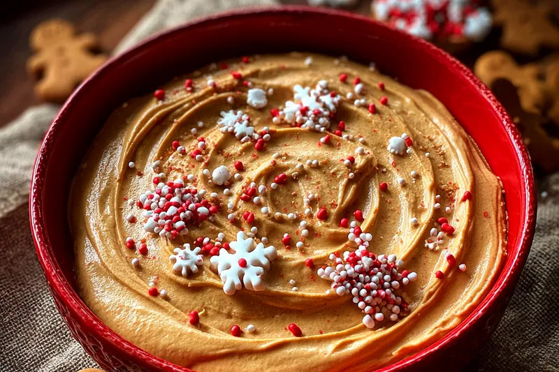 A step-by-step cooking process of mixing ingredients for Decadent Gingerbread Dip Delight, showing creamy texture development.