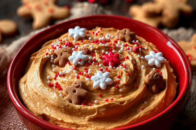 A visually appealing setup of ingredients for Decadent Gingerbread Dip Delight, showcasing cream cheese, spices, and molasses.