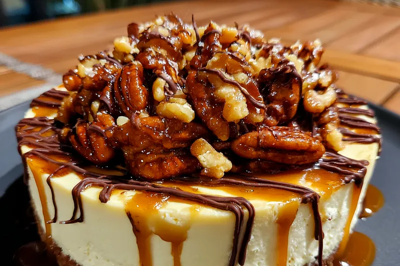 Cooking process for Decadent Pecan Caramel Cheesecake
