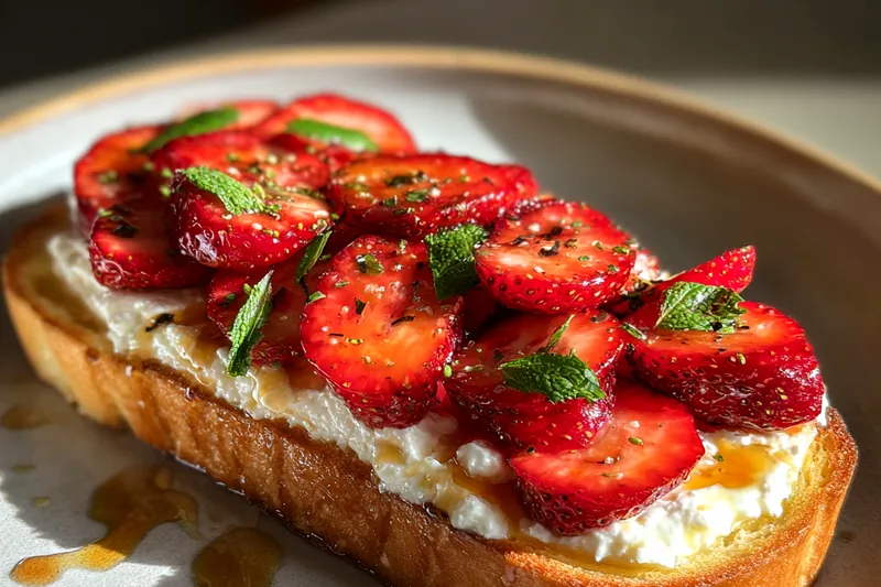 Chef Mitchell skillfully toasting bread for Delicious Strawberry Ricotta Toast.