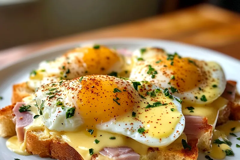 A chef carefully baking the Delicious Eggs Benedict Bake in the oven, showcasing the golden-brown top.