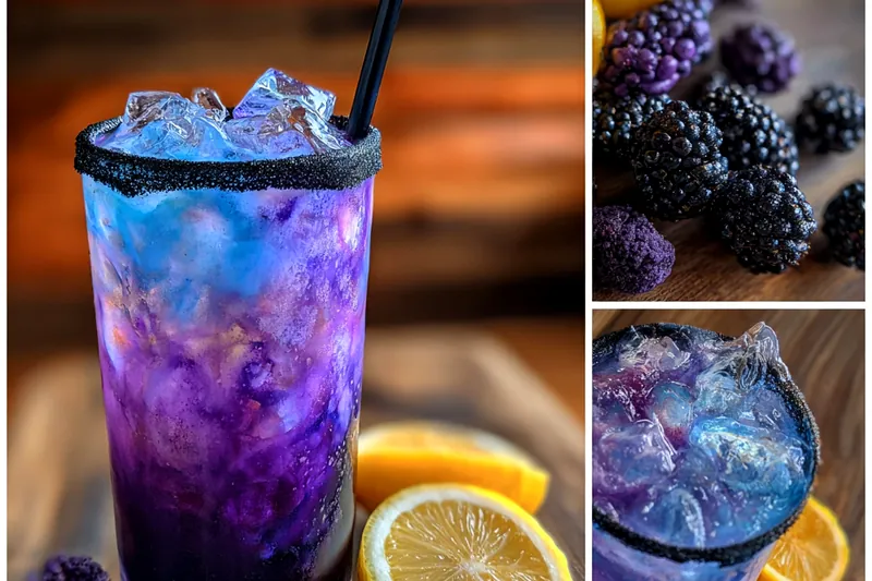 Preparation process of mixing the ingredients for Enchanting Witches Brew Drink.