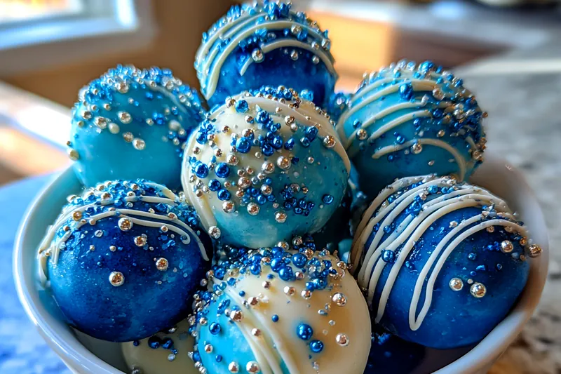 Cooking process for Festive Blue Truffle Treats