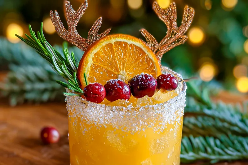 A well-mixed Festive Holiday Cocktail being prepared in a shaker with ice.
