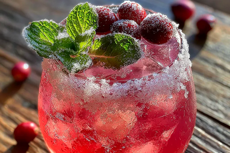 Step-by-step preparation of the Festive Mistletoe Cocktail in a vibrant kitchen.