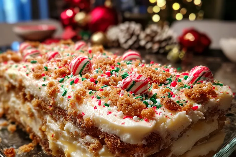 A collection of ingredients for Festive No-Bake Cookie Lasagna displayed on a kitchen counter.