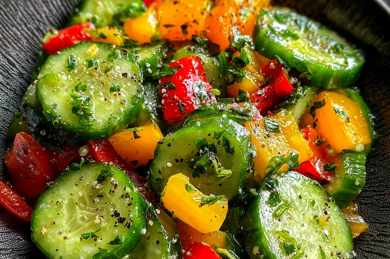 Cooking process for Fresh Cucumber Pepper Mix