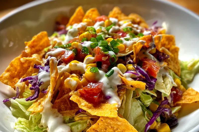 Colorful setup of fresh ingredients for Delicious Frito Cowboy Cabbage including cabbage, beef, and spices.
