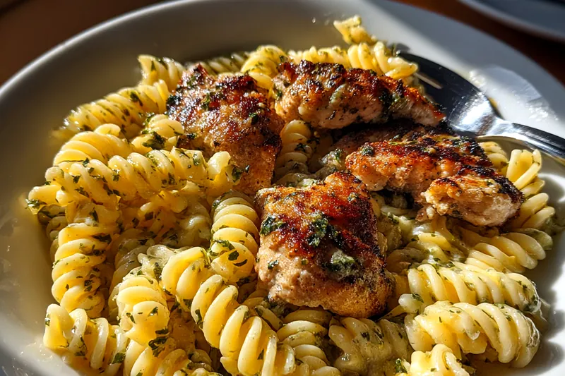 Fresh ingredients for Garlic Parmesan Chicken Pasta