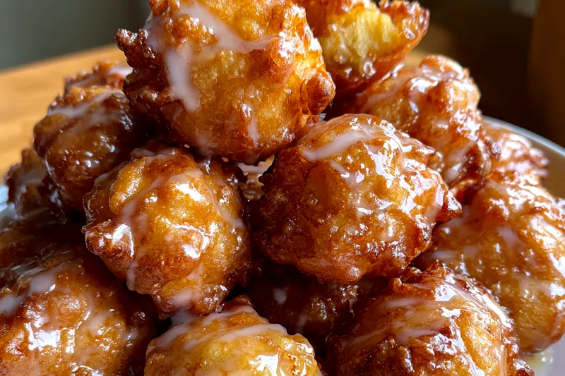 Cooking process for Glazed Apple Fritter Bites