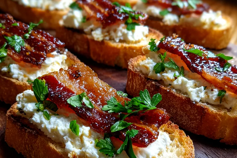 Fresh ingredients for Glazed Bacon Crostini