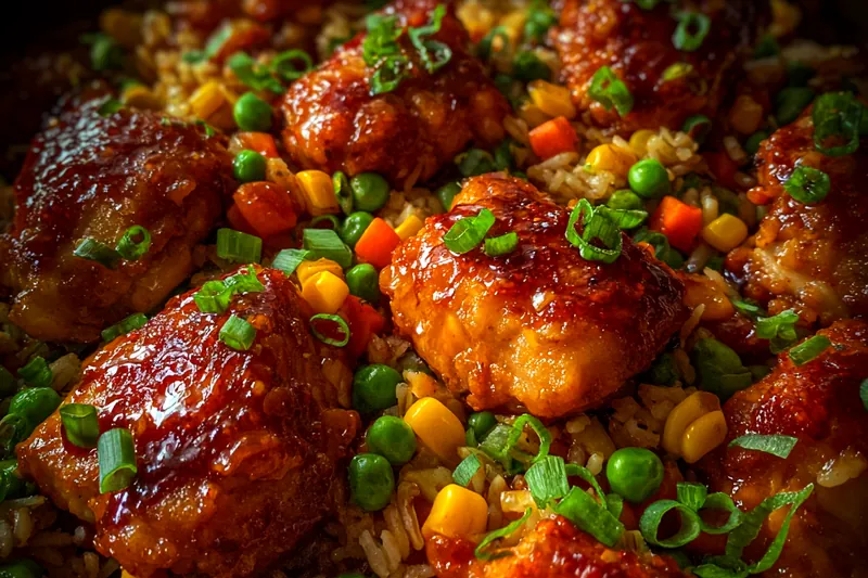 Cooking process for Glazed Chicken Rice Delight