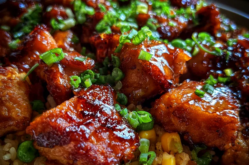 Fresh ingredients for Glazed Chicken Rice Delight