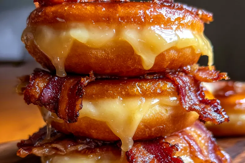 Fresh ingredients for Glazed Donut Bacon Sandwich