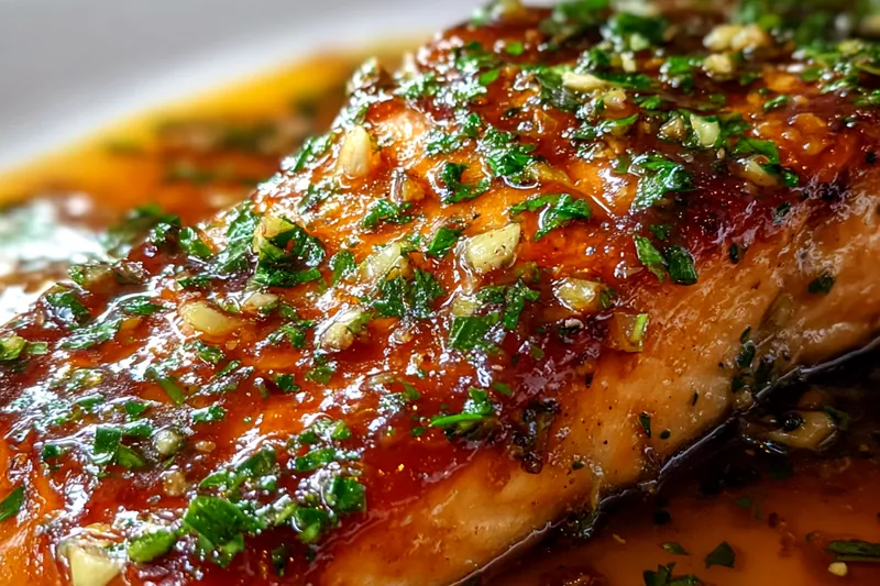 Cooking process for Glazed Herb Crusted Salmon