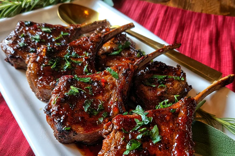 Cooking process for Glazed Herb Lamb Chops