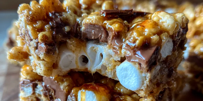 Delicious Gooey Chocolate Marshmallow Bars served on a plate