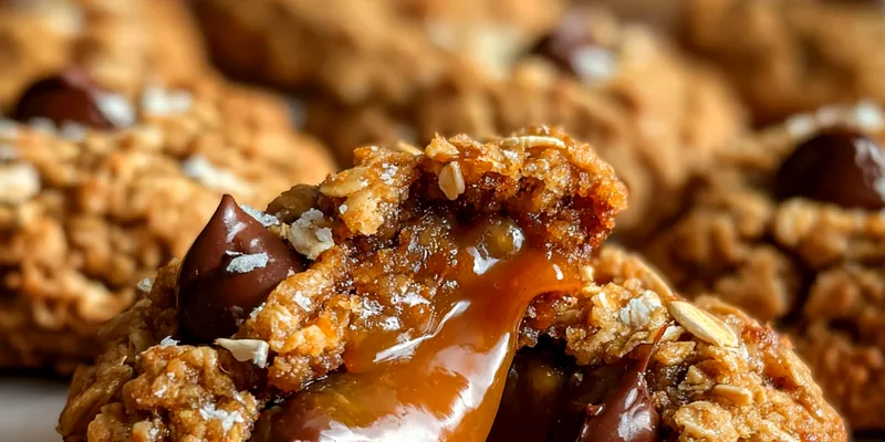 Delicious Gooey Chocolate Oat Cookies served on a plate