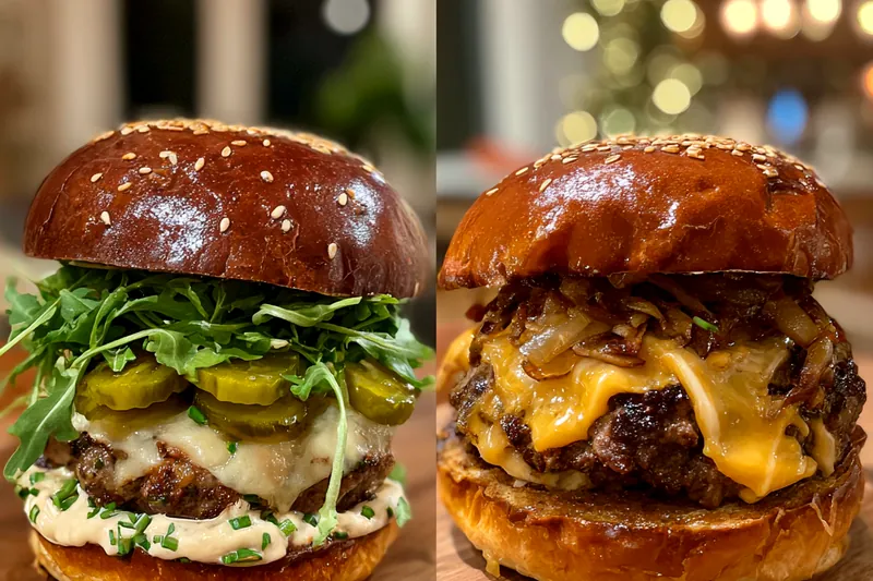 Fresh ingredients for Gourmet Double Cheeseburger