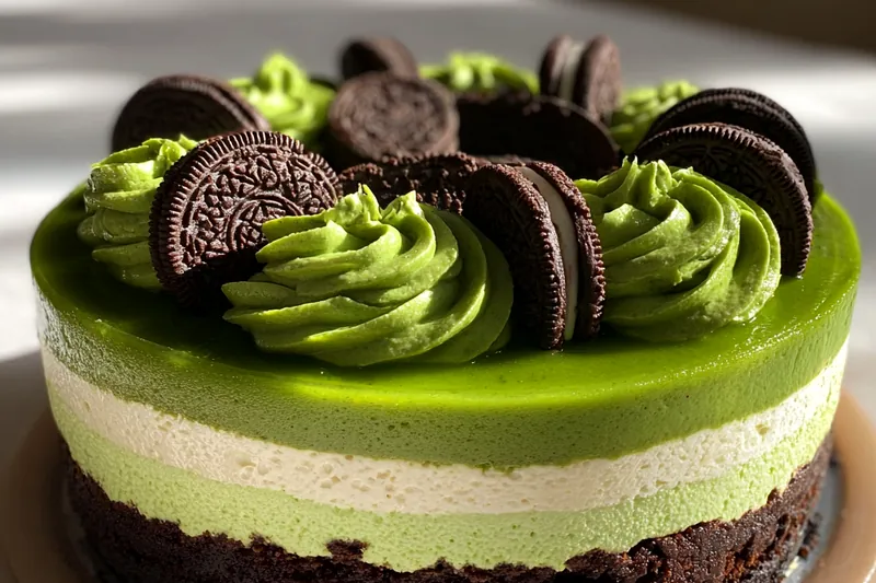 Cooking process for Green Velvet Oreo Cake