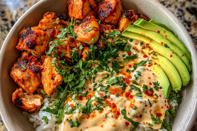 Cooking process for Grilled Chicken Avocado Bowl
