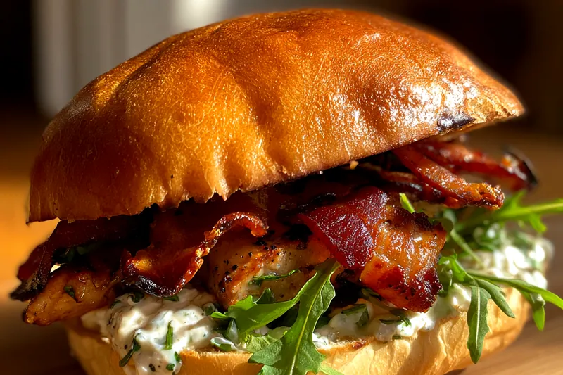 Cooking process for Grilled Chicken Bacon Sandwich