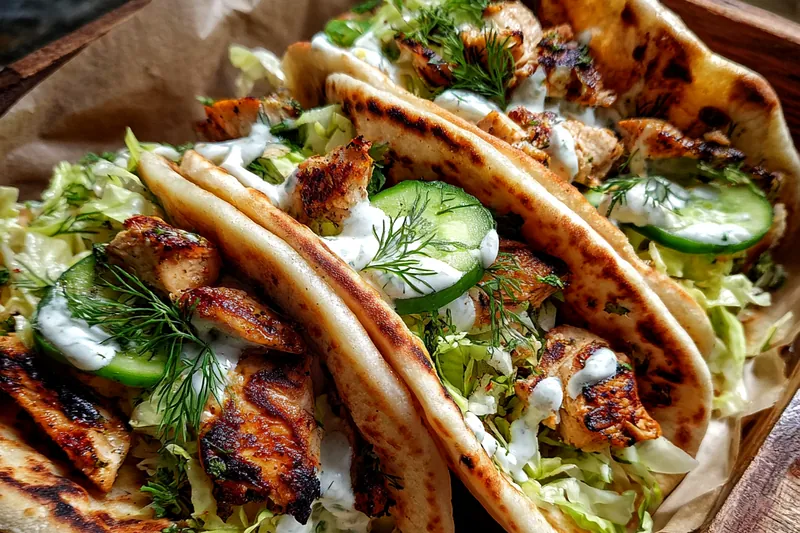 Cooking process for Grilled Chicken Pita Wraps