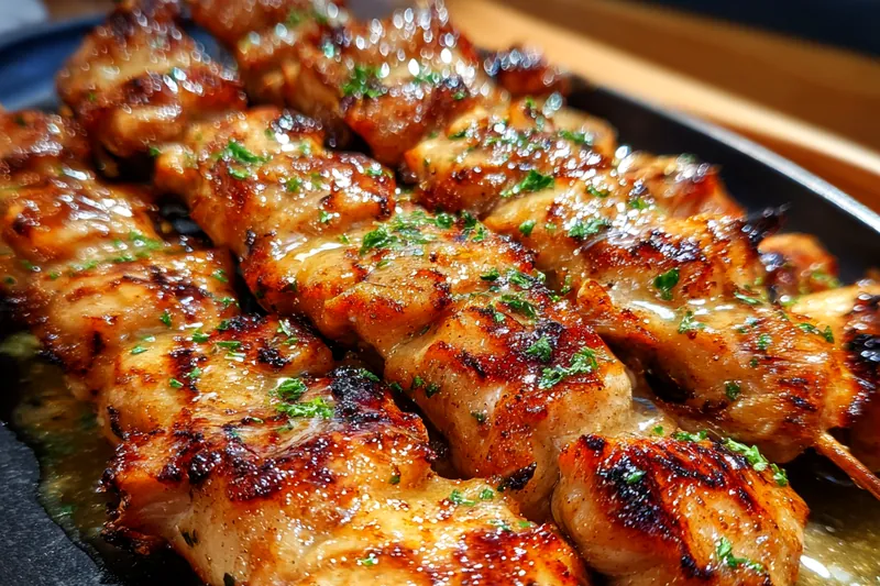 Cooking process for Grilled Chicken Skewers with Herb Sauce
