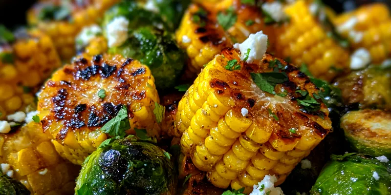 Grilled Corn Brussels Salad