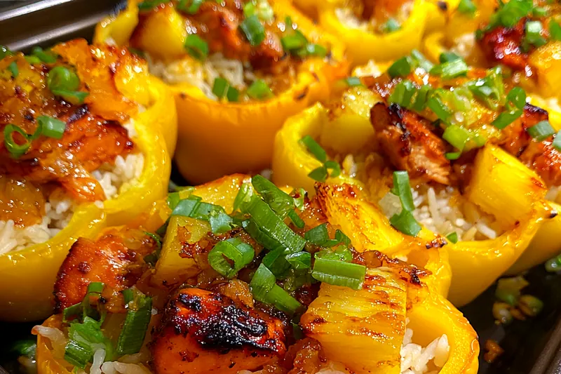 Fresh ingredients for Grilled Pineapple Chicken Peppers