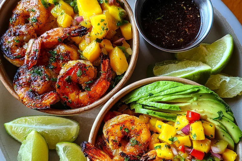 Cooking process for Grilled Shrimp Mango Bowls