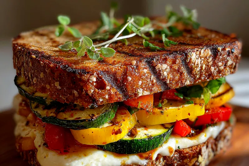 Fresh ingredients for Grilled Veggie Mozzarella Sandwich