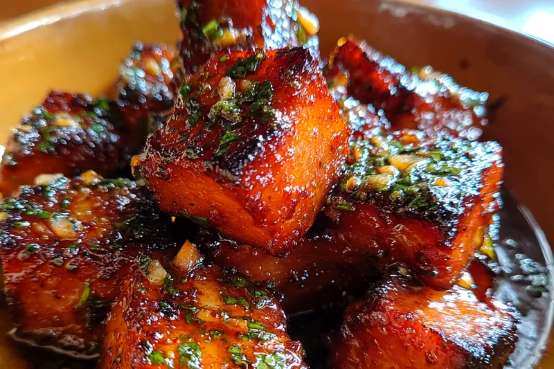 Fresh ingredients for Herb Glazed Sweet Potato Bites
