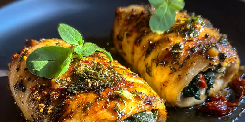 Herb Stuffed Baked Chicken Rolls