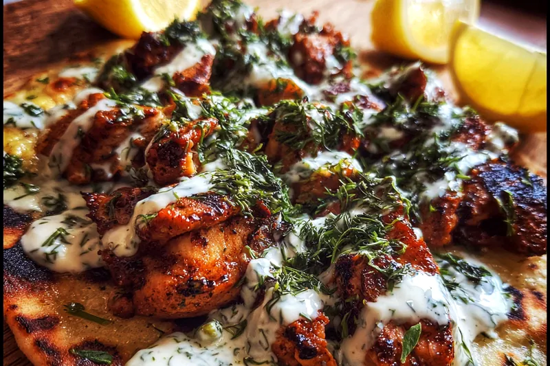 Cooking process for Herbed Grilled Chicken Wrap