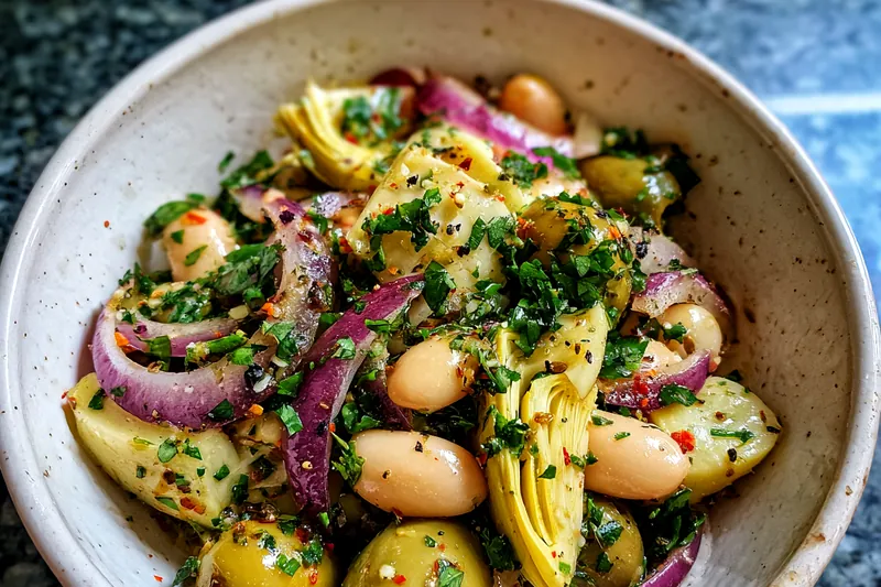Fresh ingredients for Herbed Mediterranean Bean Salad