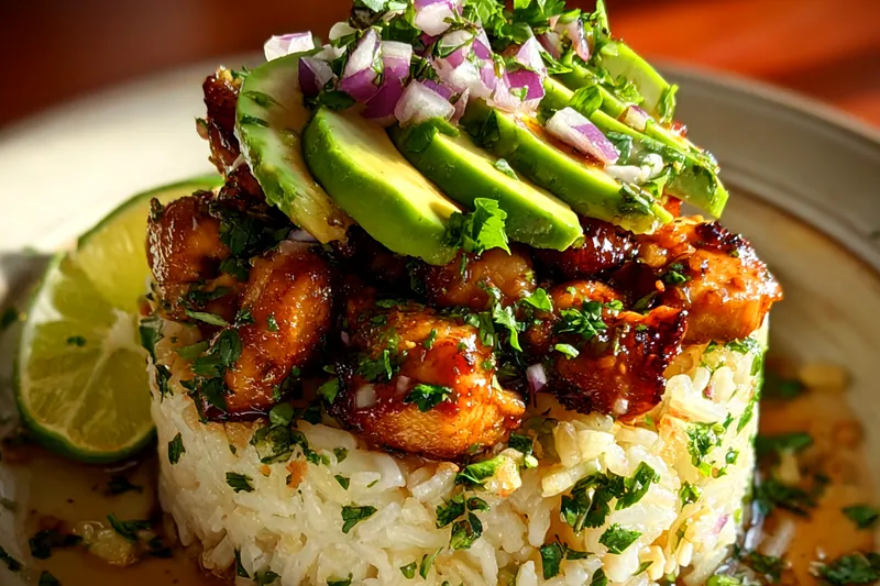 Fresh ingredients for Honey Lime Avocado Stack