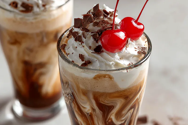 Fresh ingredients for Iced Chocolate Coffee Beverage