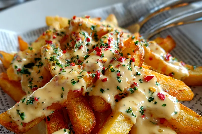 Fresh ingredients for Loaded Cheesy Fries Delight