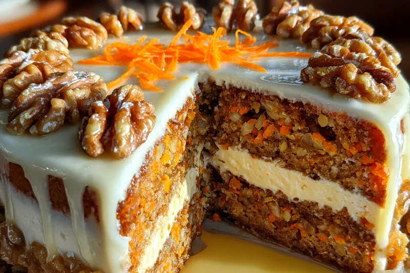 Fresh ingredients for Luxurious Walnut Carrot Cake
