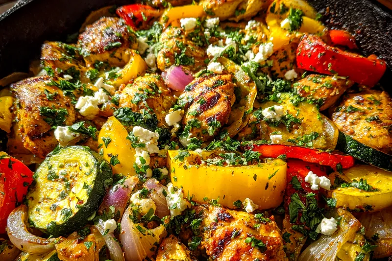 Cooking process for Mediterranean Chicken Stir Fry