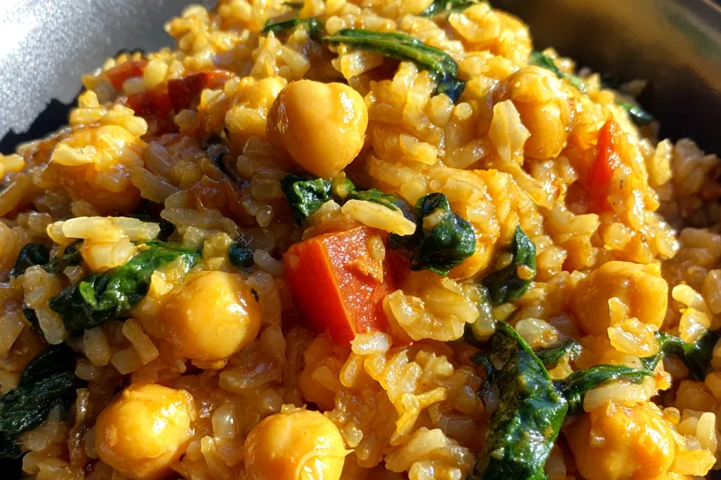 Cooking process for Mediterranean Chickpea Rice Bowl