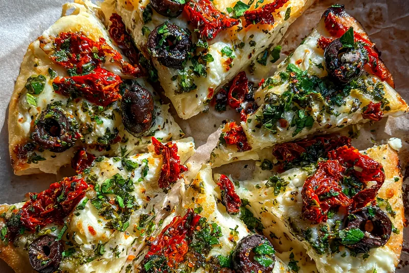 Cooking process for Mediterranean Olive Flatbread